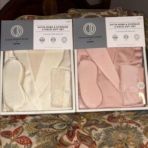 Clean Design Home Satin Robe & Eyemask Set - (Choice of Color Cream and Pink)